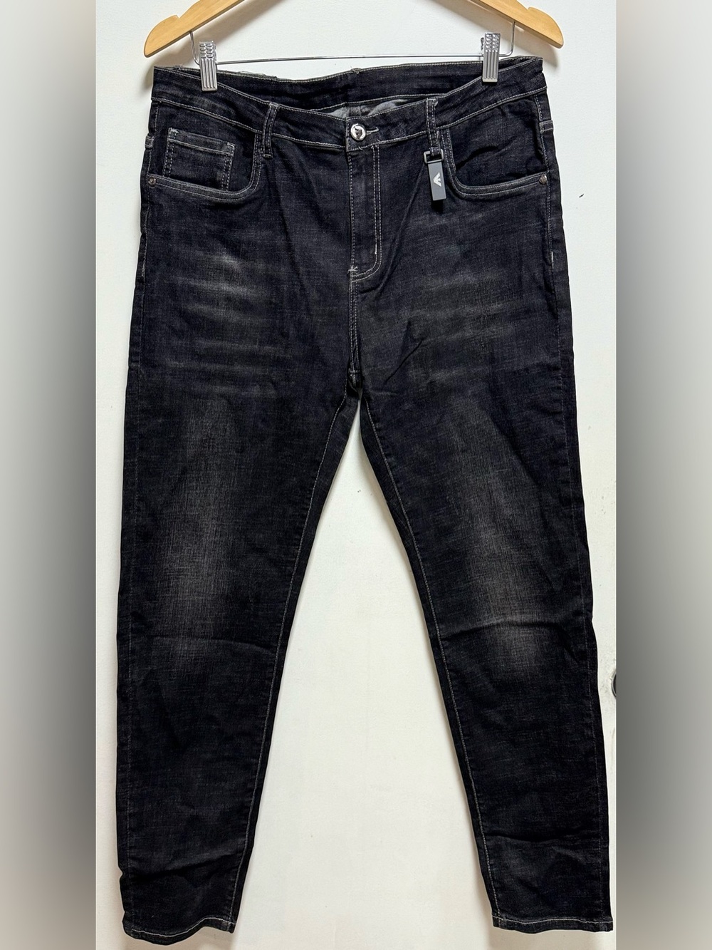 Slim Men's Washed Black Jeans - Picture 1 of 7